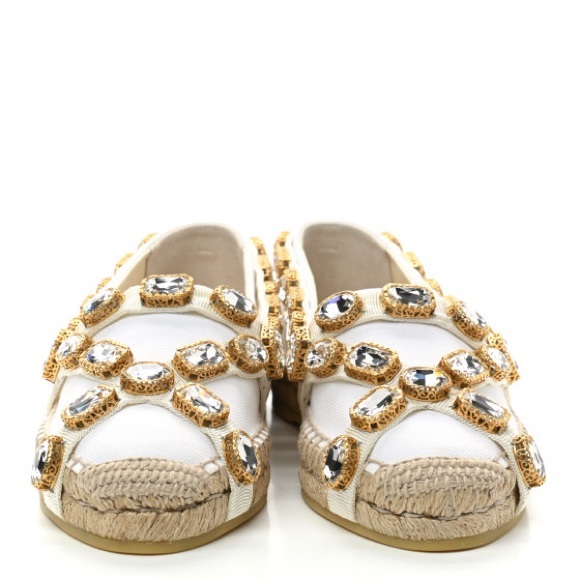 NWT GUCCI CANVAS CRYSTAL EMBELLISHED ESPADRILLES SIZE EU 40 US 10 - Picture 2 of 14